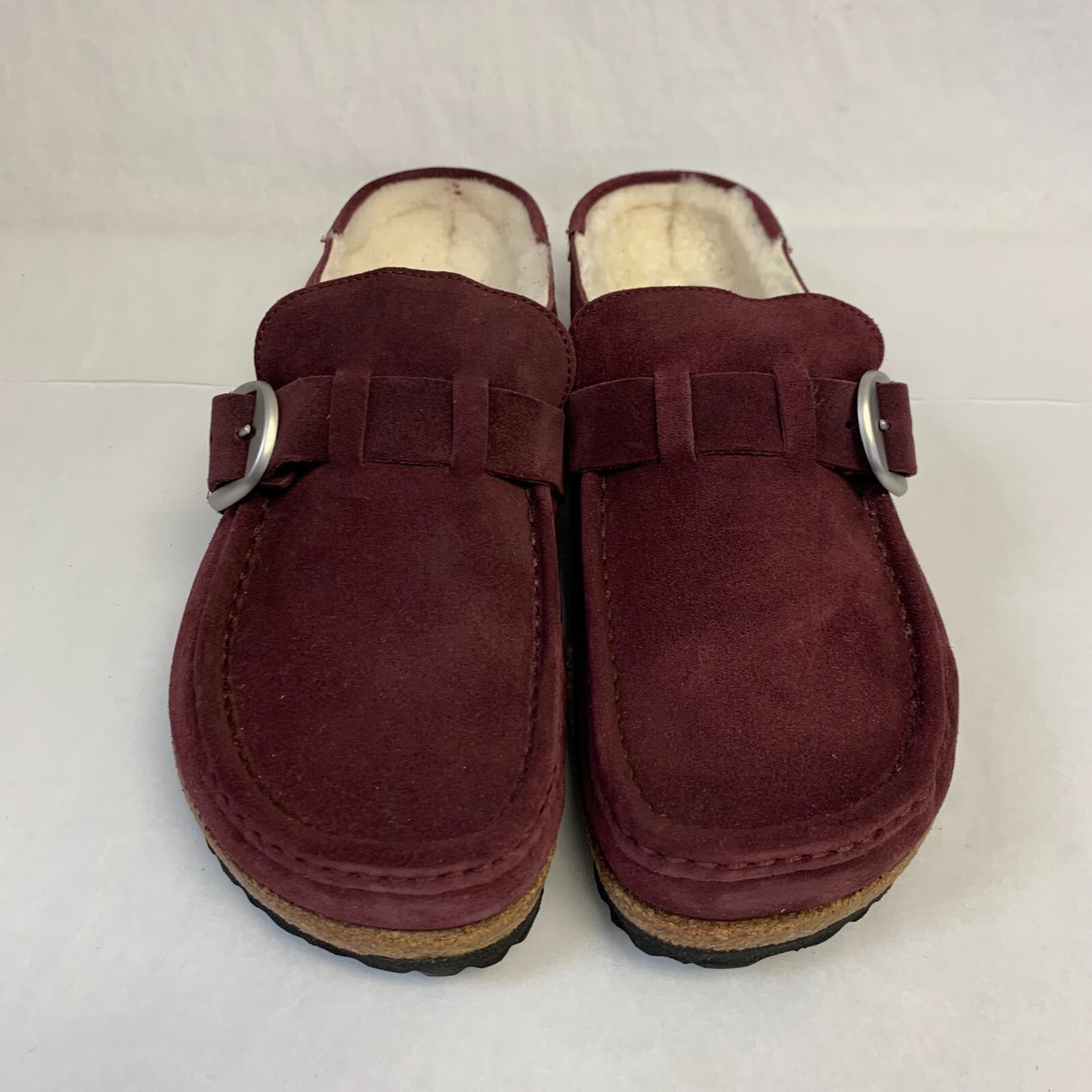 Birkenstock New w/o Box Buckley Shearling Maroon Suede Leather