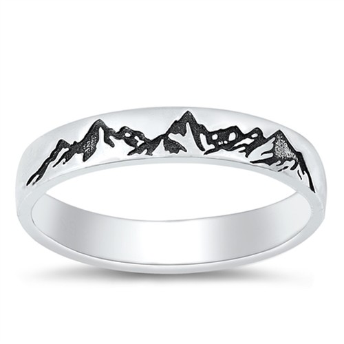 Anello impilabile incisione montagna argento sterling 925 misura 3,5 mm 5-10