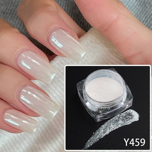 Donut Glaze Nail White Chrome Powder Pearl Finish Nail Art Polish Pigment Decor↖ - Picture 11 of 18