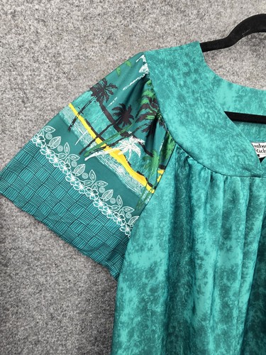 Anthony Richards Kaftan Mumu Dress Womens Large Pockets Short Sleeve Midi Green - Picture 4 of 13