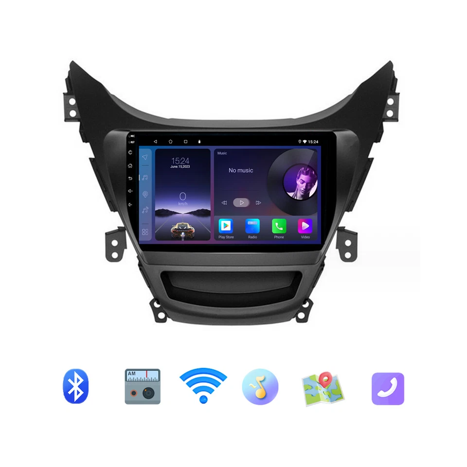 9"Wireless CarPlay Android Auto Head Unit BT Radio For Hyundai Elantra 2011-2013 - Изображение 2 из 4