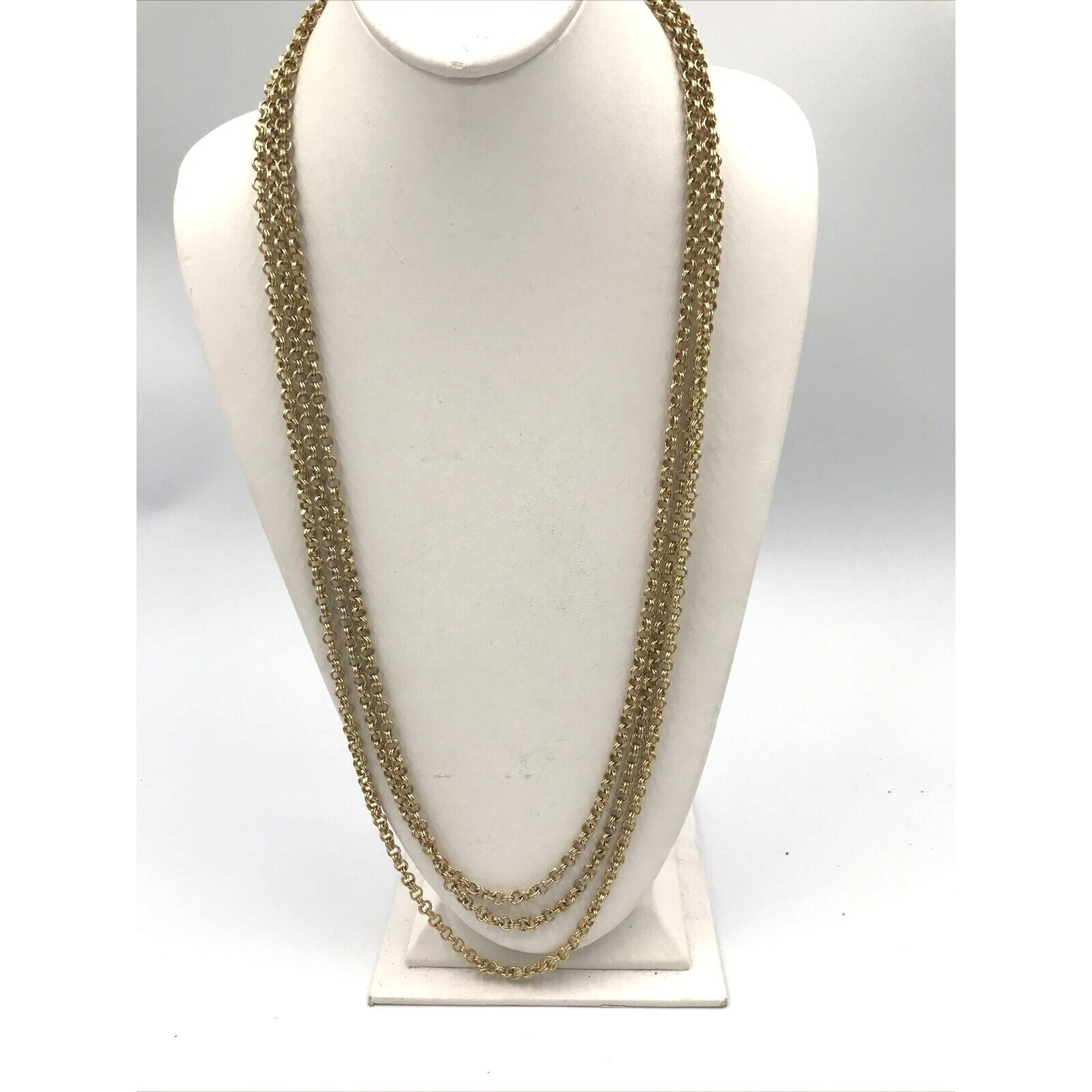 Multi Strand Long Statement Gold Tone Stunning Lo… - image 4