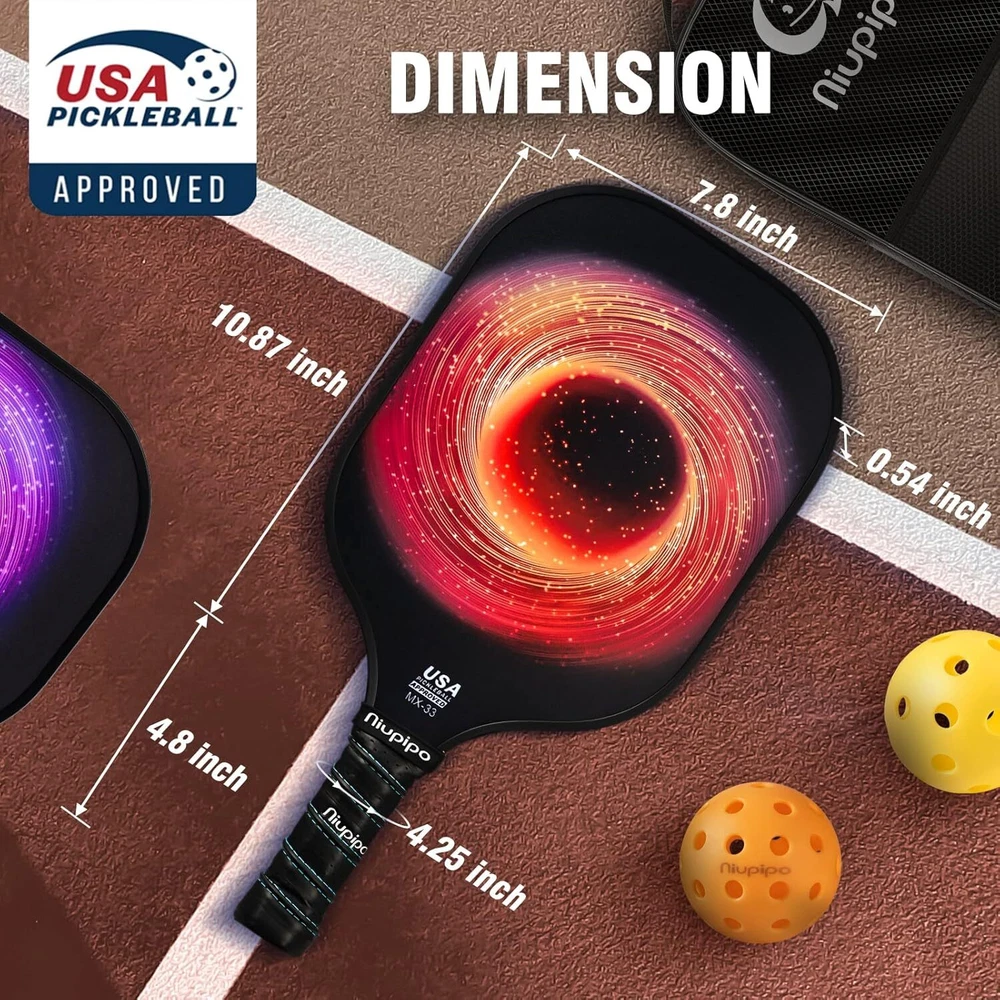 Pickleball Paddles Set of 2 – USAPA Approved Fiberglass Rackets with 4 Balls.