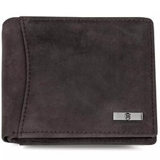 RFID Blocking Coffee Genuine Leather Men's Bifold Wallet 2 Center Flap New