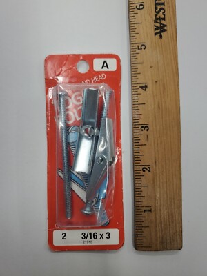 Midwest Fastener Toggle Bolts - Qty 2 - Size 3/16 x 3 - Brand New