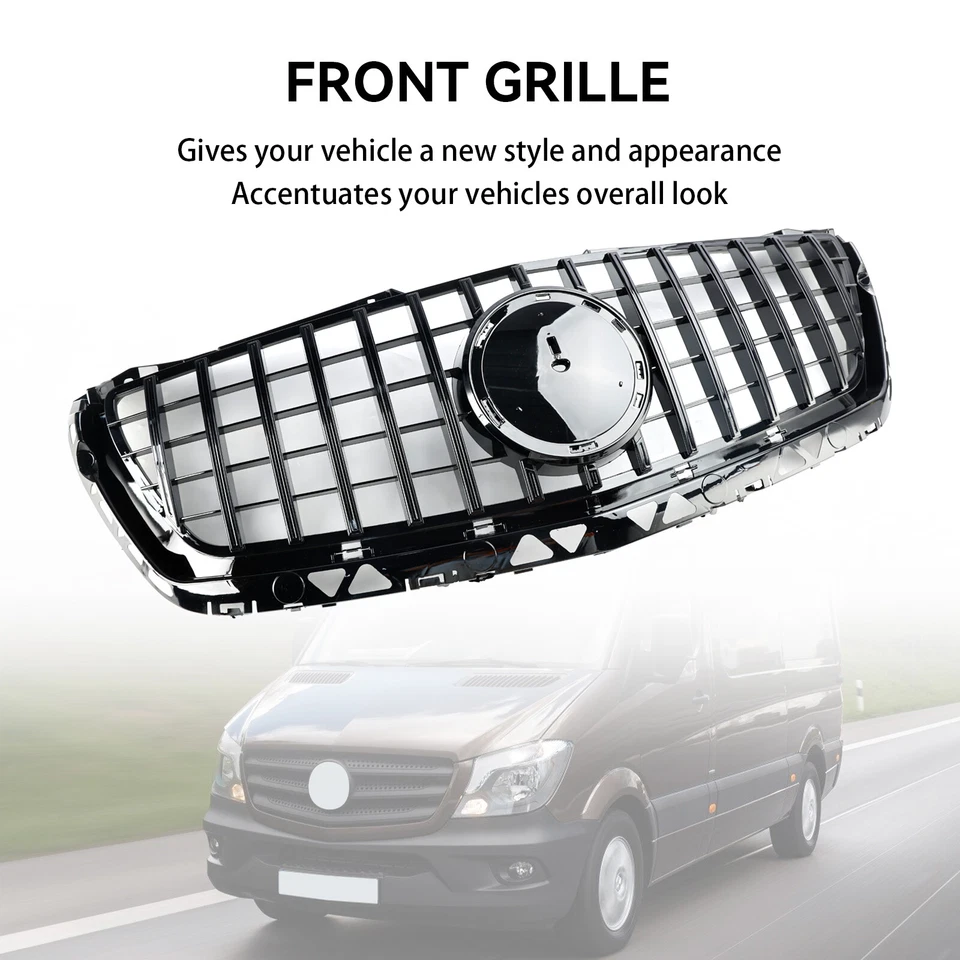 Grille + Star For Mercedes Benz Sprinter W906 14-2018 Black Front Grill - Image 3 of 4
