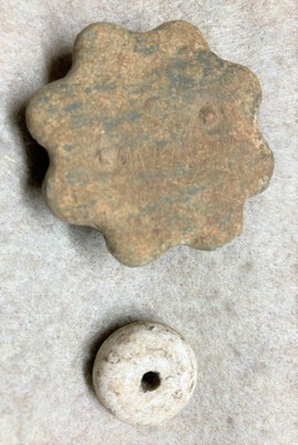 End cap and Porcelain bead - dug relics