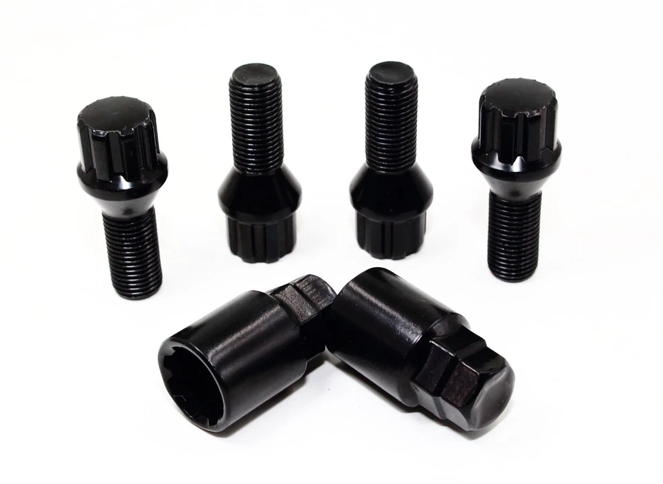 4 14x1.25 28mm Shank Black Factory Style Wheel Locks W/ 2 Keys Conical for BMW - Image 2 of 4