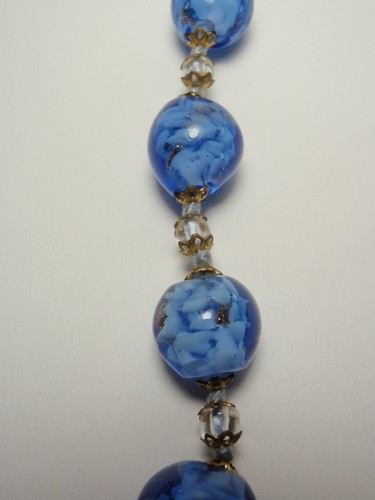 Vintage Sommerso Blue Glass Bead Beaded Choker Necklace - Picture 3 of 5