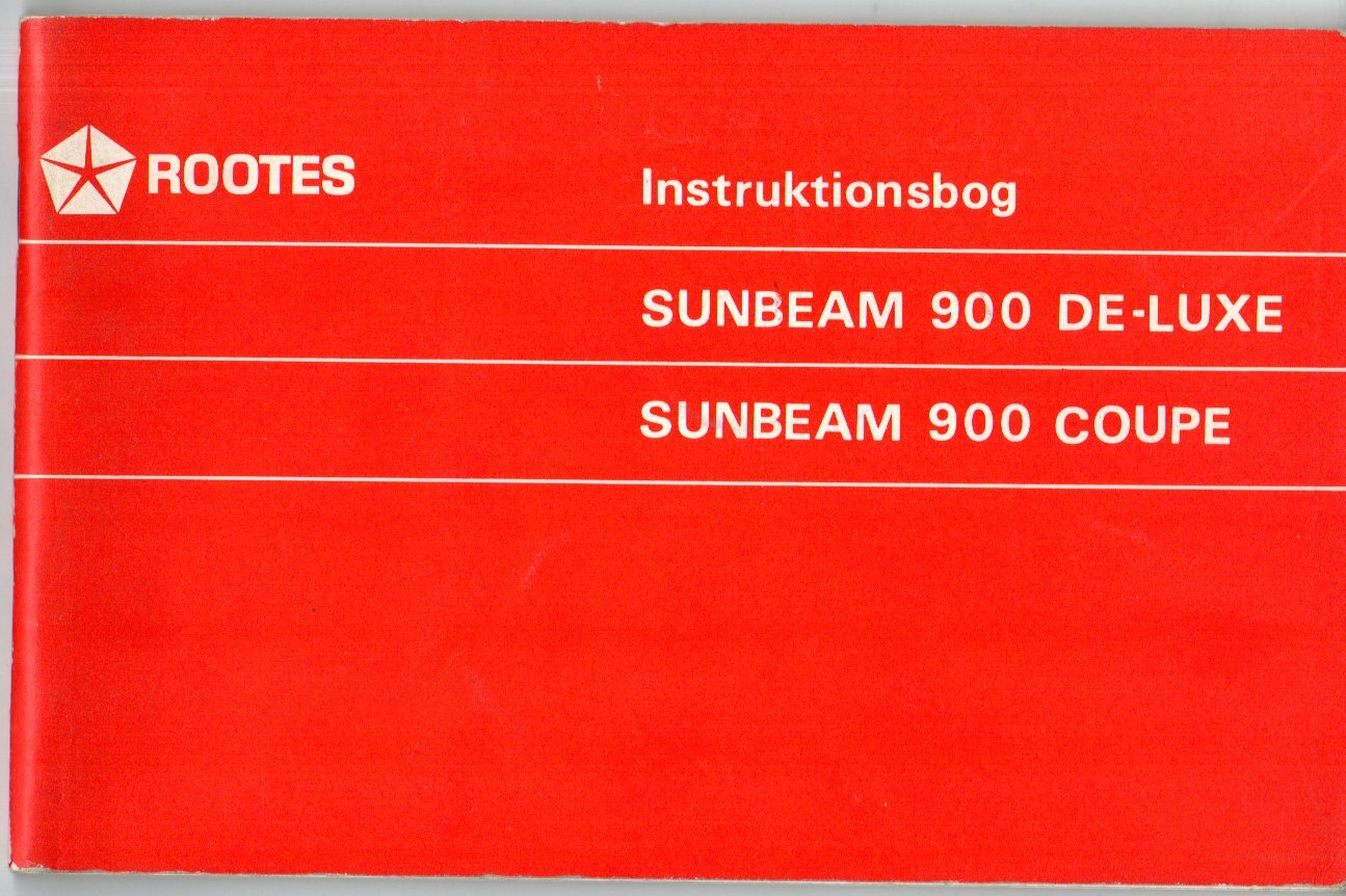 Sunbeam 900 De-Luxe & Coupe 1968-1970 Danish Market Owner's Handbook Hillman Imp
