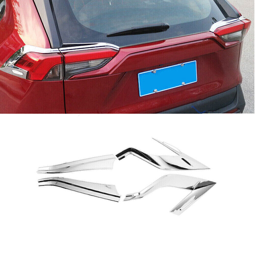 For Toyota RAV4 2019-24 Chrome Exterior Tail Taillight Light Lamp Frame Trim 4pc