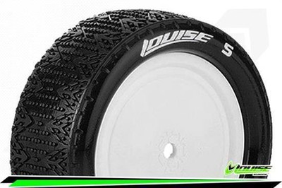 Louise E-PHANTOM 1-10 Buggy Reifen Fertig Verklebt Soft Felgen Weiss Kyosho Hex 