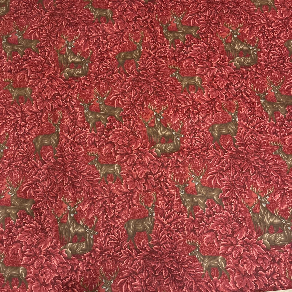 Vintage Deer Print Textile Braemore Screen Print Twill Lodge 194” X 58” 5YDS - Image 3 of 4