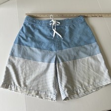 Southern Tide Swim Trunks Men's Large Lined Light Blue Striped Shorts EUC