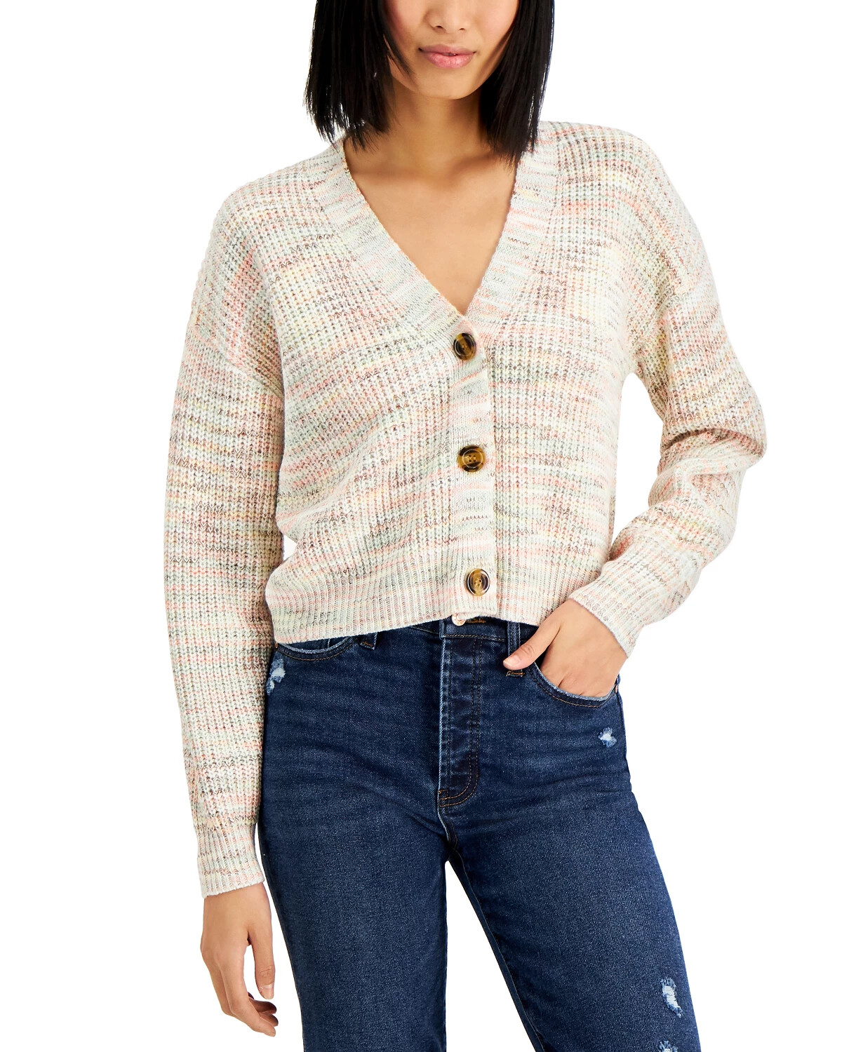 JR372 Hooked Up by IOT Multicolor Juniors' Cropped Cardigan Sweater Size XL  889901995826 | eBay