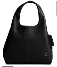 ❤️ Coach Lana 23 Black/Pewter Polished Pebble Leather Medium Crossbody Bag