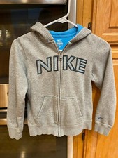 NIKE youth boys gray/light blue zip up athletic sweater SIZE youth Medium
