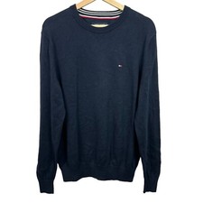 Tommy Hilfiger Mens Sweater Blue Knit Long Sleeve Crew Neck Logo Size M