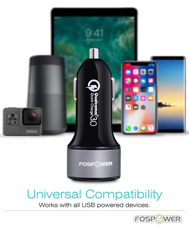 Dual USB Port 36W Fast Quick QC 3.0 Car Charger Adapter for iPhone 14 13 Samsung - Image 3 of 4