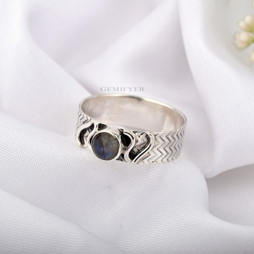 925 Sterling Silver Women Labradorite Magical Spinner Rings For Meditation - Picture 4 of 9