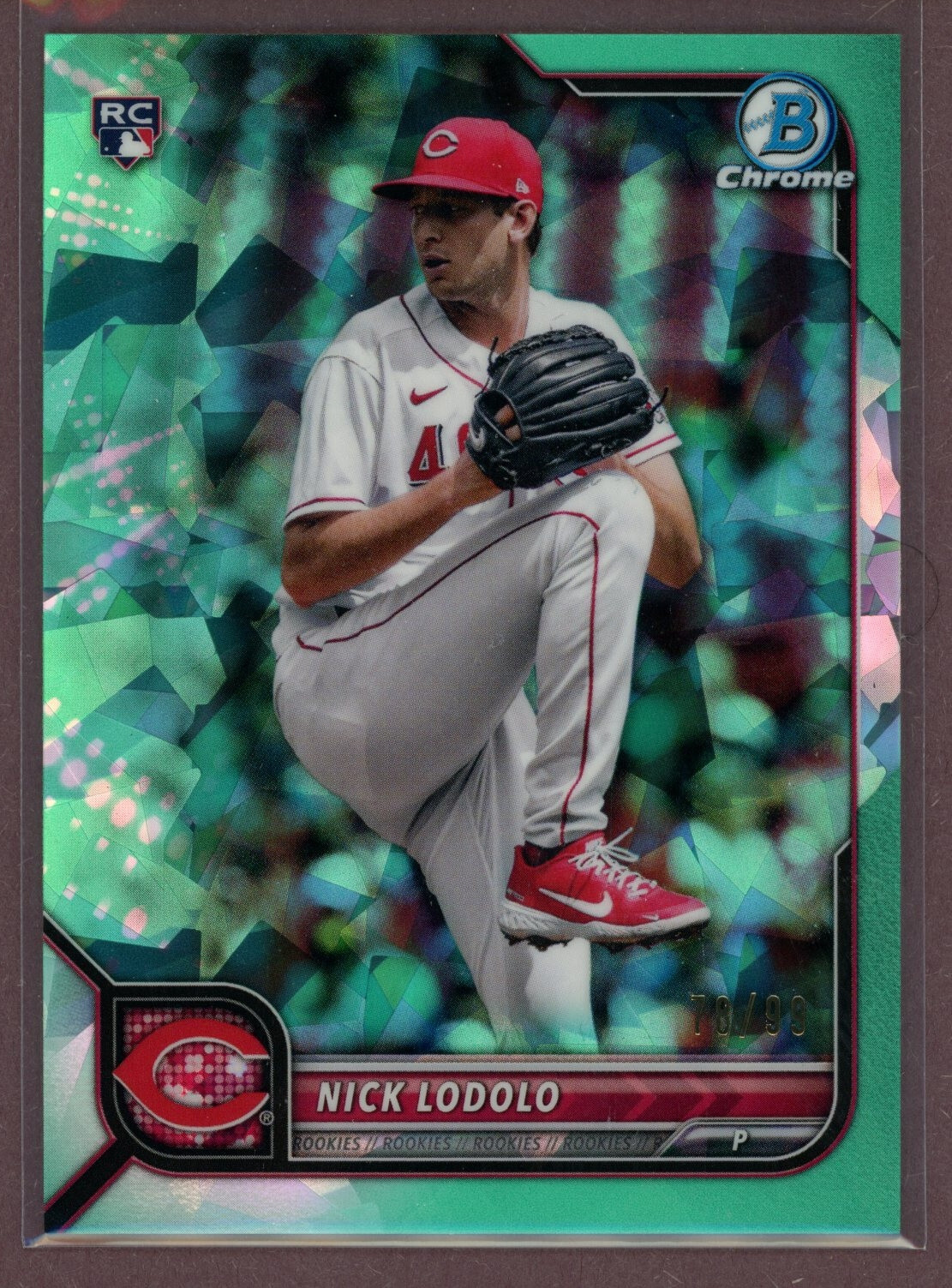 2022 Bowman Chrome Sapphire Aqua #27 Nick Lodolo RC (Reds)/99