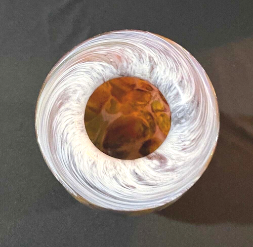 1998 ROBERT EICKHOLT Mottled Studio Pink Agate Like Art Glass Vase Signed VSAG - Picture 4 of 5