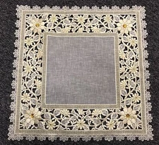 6 Pieces 14" Embroidery Lace Organza Doily Doilies Square Gold Wedding Placemat