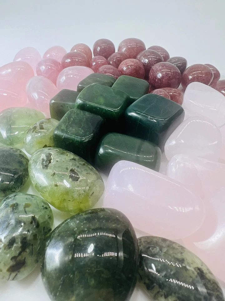 Trommelstein Set 1000gr. Natursteine Edelstein Natur AAA Qualität Herz Chakra - Bild 4 von 4