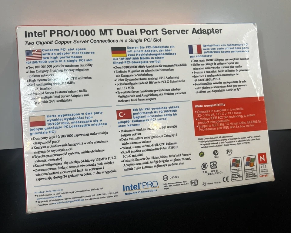 Adaptador Intel PRO/1000 MT de doble puerto para servidor versión A85402-001 sellado Foto 2 de 4