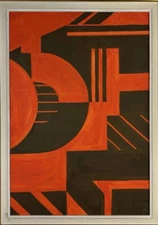 Original Abstract Suprematism Composition, Antique Cubism Suprematism Painting