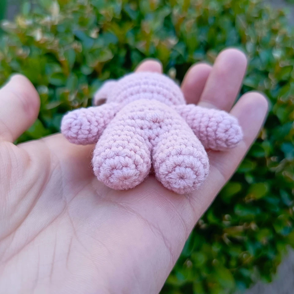 LITTLE PINK CROCHET  TOY AMIGURUMI ANIMAL BUNNY. HANDMADE SOFT TOY BUNNY. - Image 4 of 4