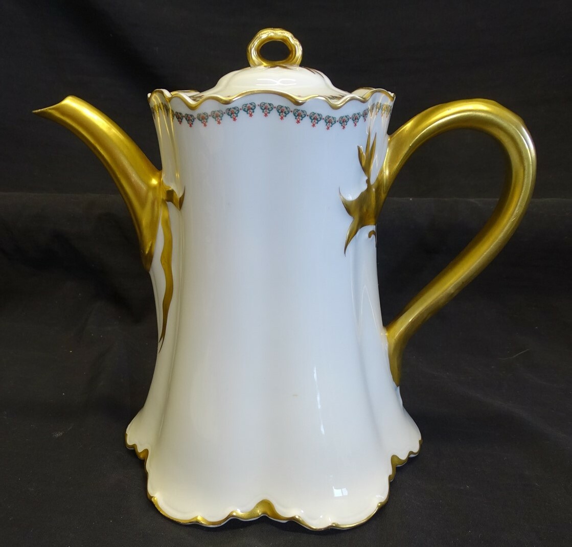 HAVILAND LIMOGES 置き時計 【稼働中】エレファント柄 Haviland Limoges France Schleiger 520 Coffee Pot Red, Green Gold