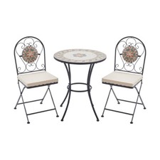 1/2/3 Pcs Mosaic Bistro Table Folding Chair Set Patio Garden Dining Furniture