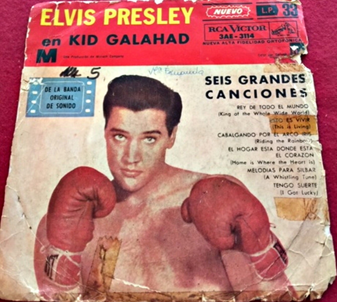 ELVIS PRESLEY KID GALAHAD 6 SONGS EP 7" VERY RARE URUGUAY