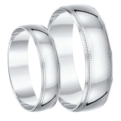 His & Hers Sterlingsilber Ehering Set schwer Millgrain Rand 5 & 7 mm
