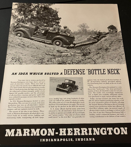 WW2 Marmon-Herrington Trucks from Indianapolis, IN - Vintage Print Ad / Wall Art