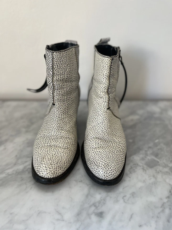 Acne Studios Pistol Suede Ecru Boot 39 Leather Women 8.5 m Fringe Ankle Booties - Image 2 of 4