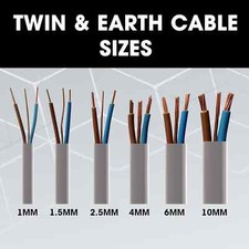 TWIN AND EARTH CABLE LIGHTING SOCKET WIRE WIRING T&E GREY 1.5mm 2.5mm 6mm 10mm