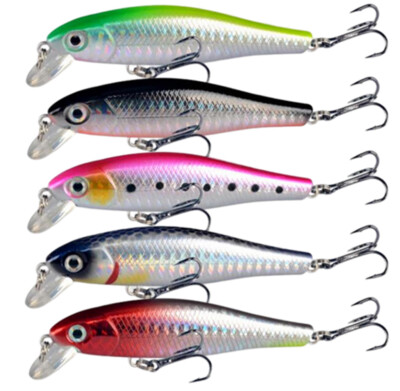 5PCS Minnow Fishing Lures Crankbait 8.5cm Wobblers Floating Swimbaits Trolling