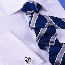 Blue  Silver Striped Formal Business Dressy Fashion Standard 3.15 Inch Tie