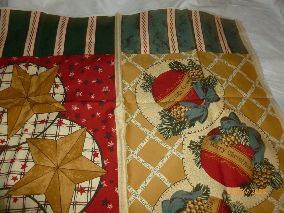 Tela perforadora de Navidad RJR adorno panel estrella 44"x 2 yardas Foto 2 de 2