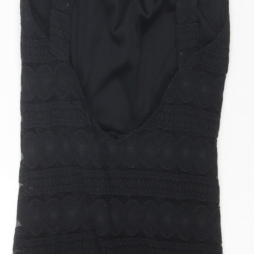 Topshop Womens Black Nylon Blend Shift Size 8 Halter - Open Back - Picture 4 of 10