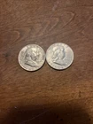 Ben Franklin 90% silver Half dollars Lot Of 2 (1962 And 1950)
