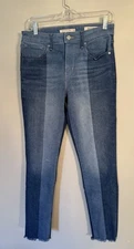 LEVI'S 721 High Rise Skinny Womens Jeans Fray Hem Japanese Denim 2-tone Size 28