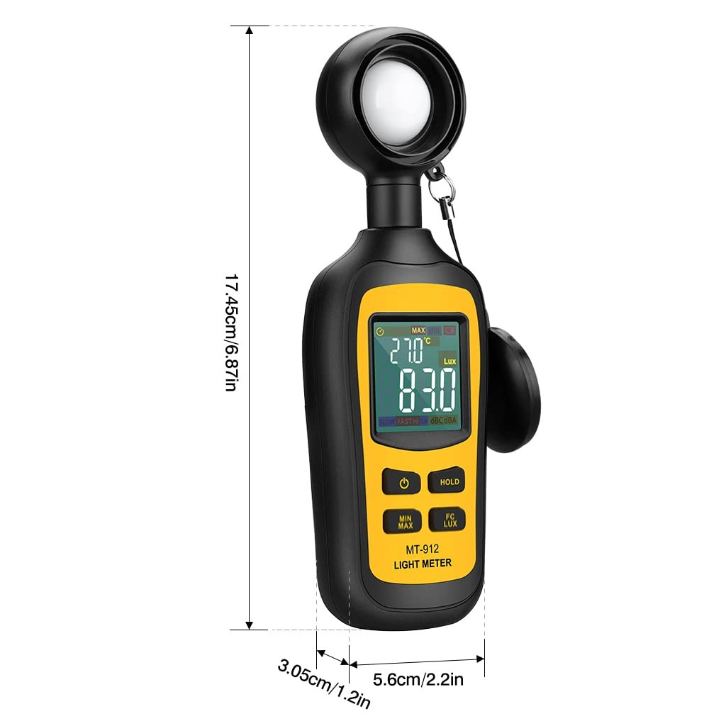 Light Meter Digital Illuminance Meter Handheld Ambient Temperature Measurer R...