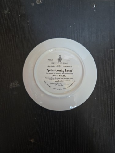 Royal Doulton Heroes of the Sky "Spitfire Coming Home" Limited Edition Plate - Picture 2 of 2