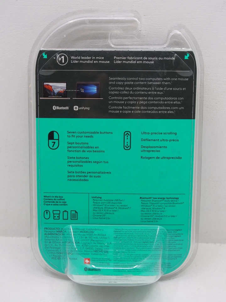 NEW SEALED LOGITECH M585 BLACK MULTI-DEVICE OPTICAL WIRELESS BLUETOOTH MOUSE - Image 2 of 3