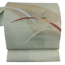 JAPANESE NAGOYA OBI ASH GREEN SUMMER PURE SILK BB0650