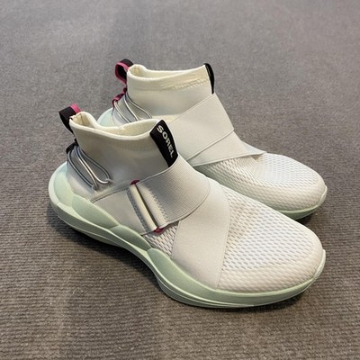 Sorel Shoes Womens Size 8 White Sock Sneaker Slip On Strap Cushioned Athletic