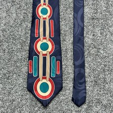 Vintage John Henry Geometric Circles Silk Neck Tie Men's 56"